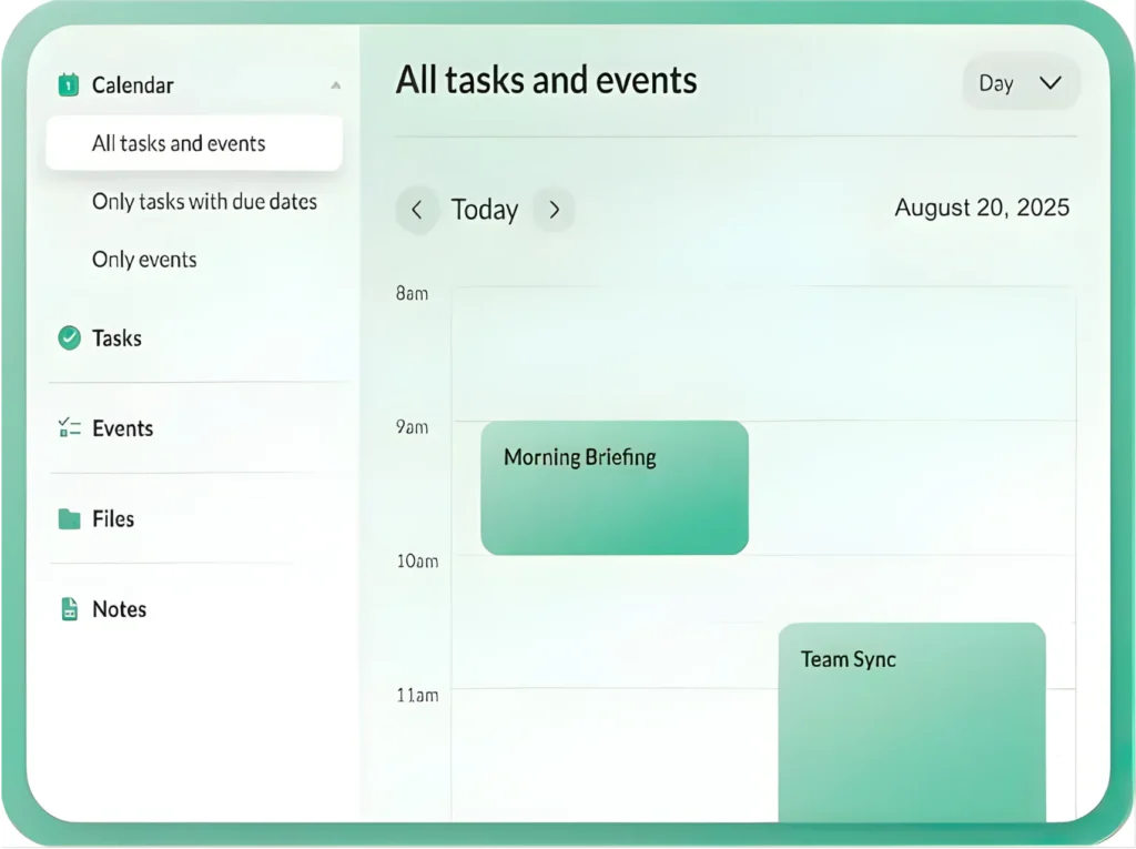 share notes tasks events