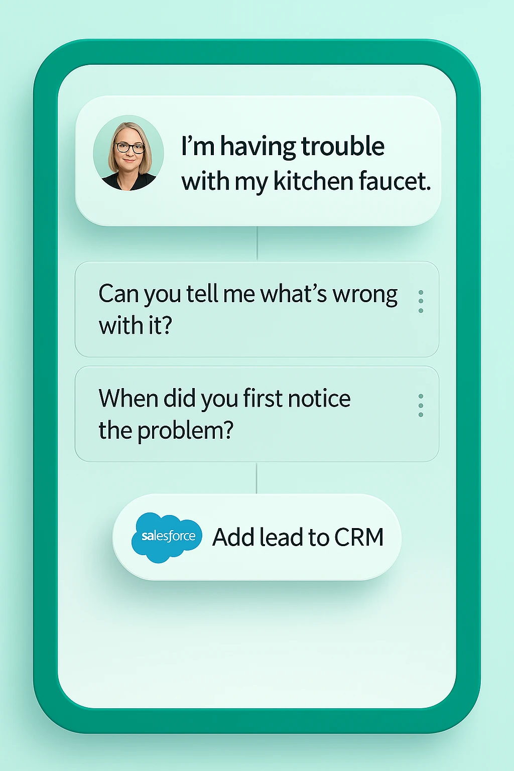 Customer support chat about faucet issue.