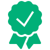 Green badge with check mark